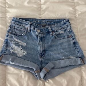 American Eagle Outfitters Light Blue Distressed Jean Shorts